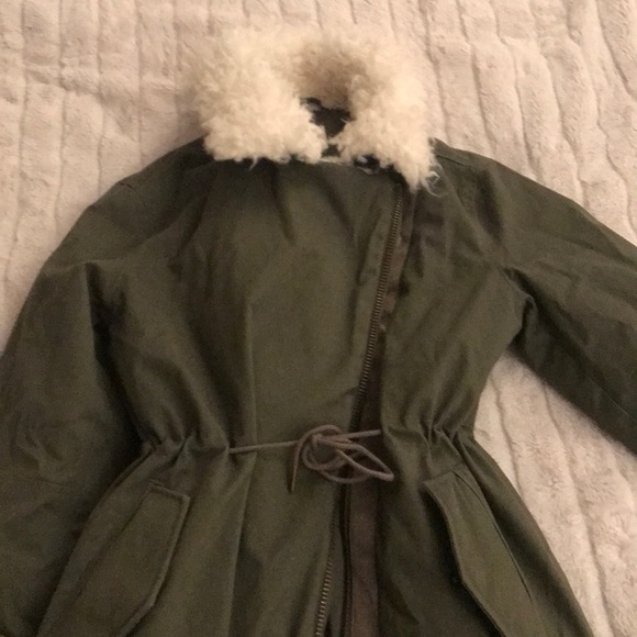 KHAKI WOOL COLLAR COAT - Picture 10 of 11